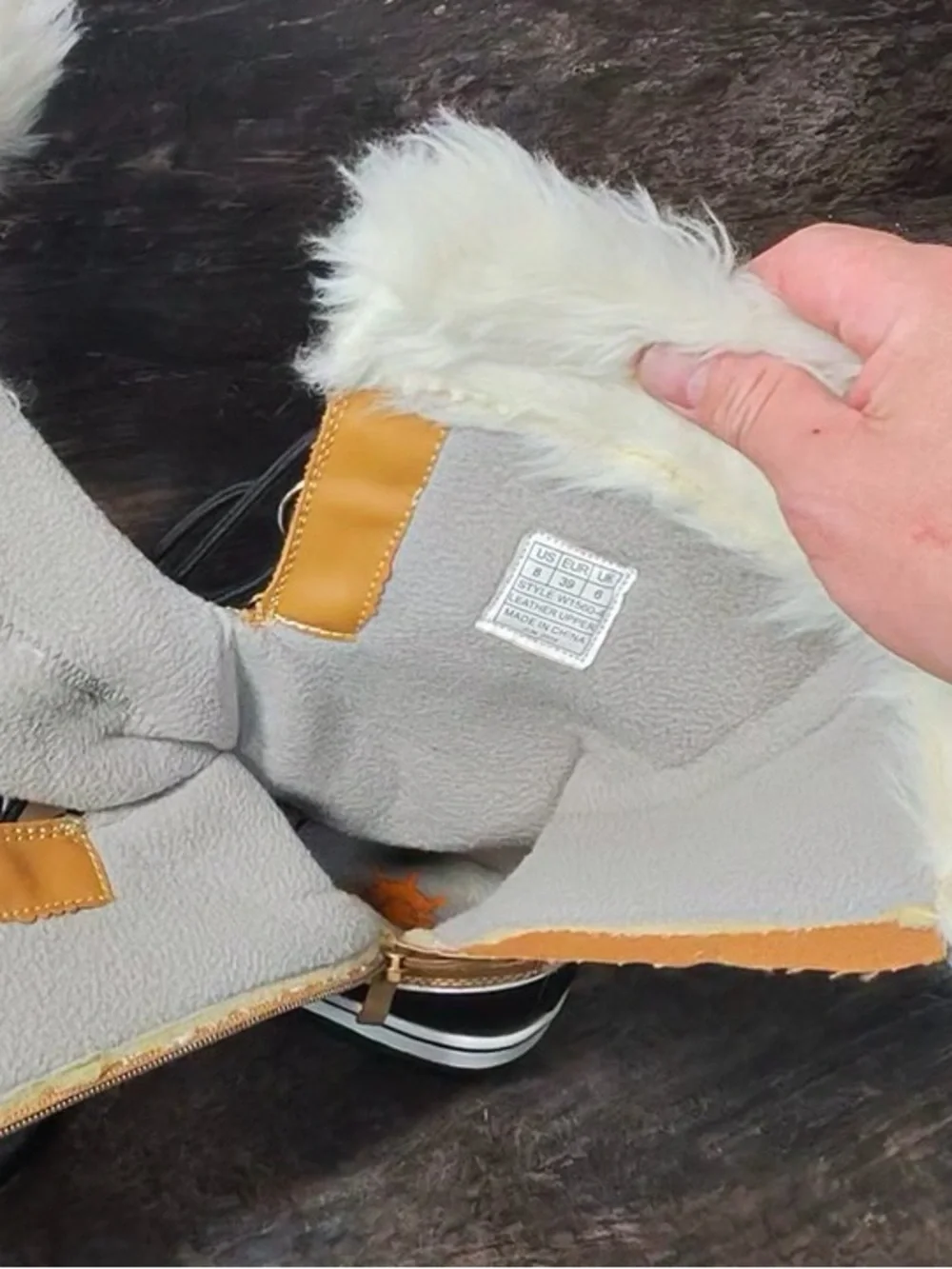 Women's Yellow and Black Faux-Fur Insulated Winter Lace-Up Boots